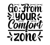 Sortez de votre zone de confort citations de motivation Stickers muraux 54.6x57.1cm Installation facile Noir