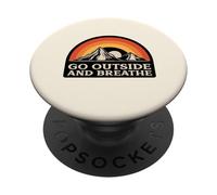 Sortez et respirez (déclaration de randonnée) (Graphique Naturel) PopSockets PopGrip Adhésif