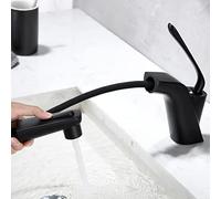 Sortez le mélangeur de salle de bain robinets en laiton en laiton chaud et froid moderne de douche télescopique robinets de lavabo de salle de bain-noir (Nero)