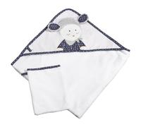 Sortie de bain 75x75cm et son gant en coton blanc