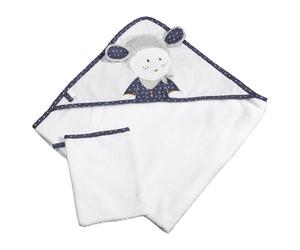 Sortie De Bain Et Son Gant En Coton - Merlin Blanc 75X75