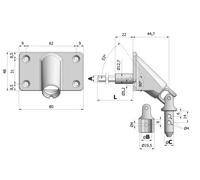 Sortie de caisson 90° F13 platine zamac 80 x 48 mm carrée 81430 RAL901 CHERUBINI 78458043V13NK