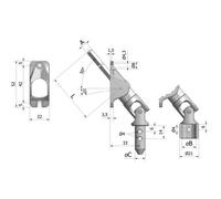 Sortie de caisson - CHERUBINI - 77097035V13NKM - inclinaison 50° - Ø13 mm - platine 22 x 52 mm