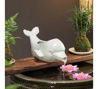 Sortie De Circulation De Fontaine, Cracheur D'étang, Ornements D’Eau Qui Coule en Pot En Céramique, Jeu d'eau pour fontaines décoratives, bassins/Décoration de jardin(Light green,26*15*12cm/10*6*5in)