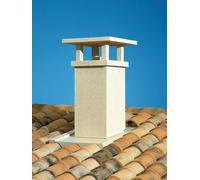 Sortie de toit Poujoulat Tradinov carrée TCP crépi ocre conduit Inox Galva Ø230 mm