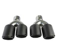 Sortie d'échappement 1 Piar Y Style Brillant Carbone Bleu Acier Inoxydable Échappement Double Conseils Universels Embouts D'échappement Voiture Pour Benz(IN 51MM OUT 101MM)