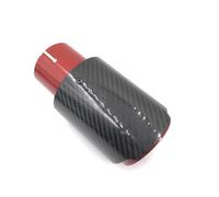 Sortie d'échappement 1 Pièces Carbone Brillant + Acier Inoxydable Rouge Embouts Simples Universels Tuyau D'échappement Embout De Silencieux Voiture(ID 51mm-OD 76mm)