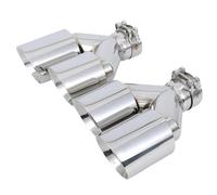 Sortie d'échappement 2 Pièces En Acier Inoxydable Universel Double Tuyau Système D'échappement Silencieux Voiture Embout Tuyaux(IN 57MM OUT 76MM)