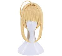Sortie/Extra (Nero Claudius) Anime Cosplay Rose Perruques Net de Rose avec frange 100% Résistant à la température en fibre de fibre courte cheveux courts à cheveux droite 14 pouces chenghuax