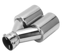 Sortie Pot D'échappement Silencieux Embout D'échappement Double À Bord Roulé À Bouche Droite Entrée 60 Mm Tube De Tuyau D'échappement À Double Sortie Argenté Pour Voiture