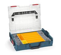 Sortimo Bosch L-BOXX 102 Coffre à outils en plastique professionnel bleu avec couvercle transparent et ensemble de boîtes d'insertion F3 pour petites pièces | Système idéal de rangement pour petites