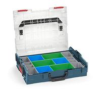 Sortimo Bosch L-BOXX 102 Mallette à outils en plastique professionnel avec couvercle bleu transparent avec kit de boîtes de rangement CD3 pour petites pièces