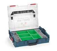 Sortimo Bosch L-BOXX 102 professionnelle bleue avec couvercle transparent personnalisable avec votre logo | Ensemble de boîtes d'insertion D3 pour tri | Boîte à outils idéale pour le rangement des