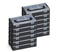 Sortimo L-BOXX Lot de 12 mini boîtes à outils, avec couvercle noir transparent, boîtes de rangement compactes pour petites pièces, empilables, adaptées à un usage alimentaire, adaptées au système