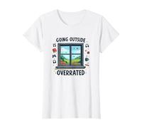 Sortir est surestimé Gamer Homebody Art T-Shirt, Femme, Blanc, 3XL