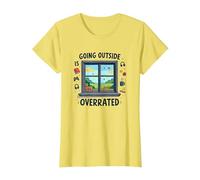 Sortir est surestimé Gamer Homebody Art T-Shirt, Femme, Citron, XS