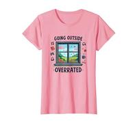 Sortir est surestimé Gamer Homebody Art T-Shirt, Femme, Rose, L