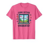 Sortir est surestimé Gamer Homebody Art T-Shirt, Homme, Rose chiné, L