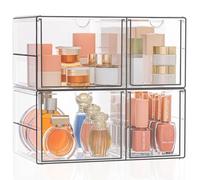 SortNStore Organiseur de maquillage à 4 tiroirs : Lot de 2 en acrylique avec patins antidérapants | Empilable pour cosmétiques, bijoux et papeterie