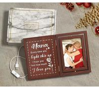 soruney Cadre photo lumineux avec inscription « Nana », cadeau de petits-enfants, cadre photo rotatif en bois pour grand-mère, anniversaire, Noël, peut contenir 2 photos de 10 x 15 cm