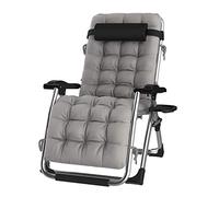 SORVA Chaise Longue d'extérieur, avec Coussin et Appui-tête, Chaise Longue inclinable Pliante réglable à gravité zéro, Chaise de Plage de Jardin Portable, Charge 200 kg(Color:Gris)