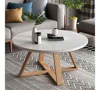 SORVA Tables Basses Rondes pour Salon, Lot de 2, Blanches et Grises, Petite Table d'appoint Moderne et Minimaliste avec Pieds en Bois épais, Robuste et Facile à Assembler (Couleur : Blanc, Taille