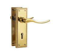 SORWDUERM 1 paire de poignées de porte intérieure en PVC doré de style victorien, levier de verrouillage court pour portes intérieures en bois, compatible avec les portes britanniques standard