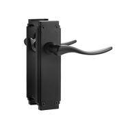 SORWDUERM 1 paire de poignées de porte intérieure Hanovrienne noires - Levier court pour portes intérieures en bois - Compatible avec les portes britanniques standard - Alliage de zinc