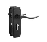 SORWDUERM 1 paire de poignées de porte intérieure Hanovrienne noires - Levier de serrure européen court pour portes intérieures en bois, compatible avec les portes britanniques standard, alliage de