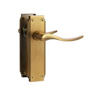 SORWDUERM 1 paire de poignées de porte intérieure Hanovriennes en bronze antique, levier court pour portes intérieures en bois, compatible avec les portes britanniques standard, alliage de zinc