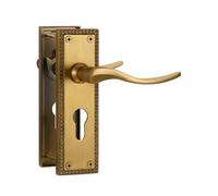 SORWDUERM 1 paire de poignées de porte intérieure victoriennes en bronze antique, levier de verrouillage européen court pour portes intérieures en bois, compatible avec les portes britanniques