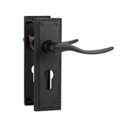 SORWDUERM 1 paire de poignées de porte intérieure victoriennes noires - Levier de verrouillage européen court pour portes intérieures en bois - Compatible avec les portes britanniques standard