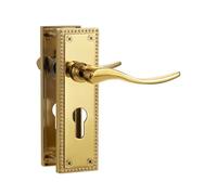 SORWDUERM 1 paire de poignées de porte intérieures style victorien à levier en spirale en or Pvd, ensemble de levier de verrou Euro court pour portes en bois intérieures, convient aux portes standard
