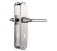 SORWDUERM Poignée de porte nickel Garniture de béquille, Acier inoxydable brossé mat,80mm Entraxes BB poignée de porte pour porte d'entrée et porte intérieure, Béquille de porte BB, Forme en L