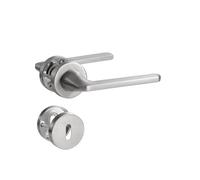 SORWDUERM Poignée de Porte Nickel, Garniture de Prothèse en Acier Inoxydable Brossé Mat, Poignée pour d'Entrée et Porte Intérieure, Forme en L, Rosace Ronde, BB-Poignée à Bille