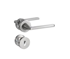 SORWDUERM Poignée de Porte Nickel, Garniture de Prothèse en Acier Inoxydable Brossé Mat, Poignée pour d'Entrée et Porte Intérieure, Forme en L, Rosace Ronde, BB-Poignée à Bille