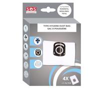 SOS Accessoire Lot de 4 Sacs Aspirateur + 1 Micro-Filtre | Sac Aspirateur Rowenta Silence Force | Equivalet à Rowenta ZR003901 | Compatible Aspirateurs Traîneaux Row