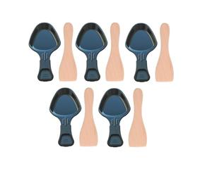 SOS Accessoire Lot de 5 coupelles à raclette et 5 pelles en bois pour Poêlon, spatule raclette Raclette, gril, Wok AS306001, AS306003 TEFAL