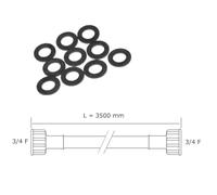 SOS Accessoire Tuyau d'arrivée d'eau universel livré avec les joints 20/27 avec raccords droits (L3500mm 3/4 F x 3/4 F) Machine à laver, Lave-linge 3666356333024 .TO