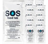 SOS Food Lab Lot de 12 sachets d'eau d'urgence pour la préparation aux catastrophes et les kits de survie - Durée de conservation de 5 ans, approuvé par la marine américaine