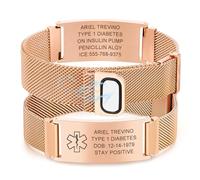 SOS ID Bracelet d'alerte médicale réglable en acier inoxydable avec gravure diabète, épilepsie, allergie, numéro de téléphone, bracelets d'urgence pour hommes, femmes et adultes, Acier inoxydable, No