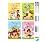 SOSALUK 4 Cahier Magique Ecriture Francais Ecriture Calligraphie Réutilisable pour Enfant Livre Magique pour Apprendre à Écrire avec 2 Stylo Magique +13 Recharges + 2 Correcteur de Prise