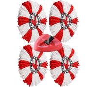SOSALUK 4 pcs Recharge Serpillre et 1 pcs Base Rouge Compatible avec Vileda Turbo et Easy Wring and Clean Serpillere Tte SERPILLERE