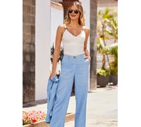 Sosandar Pantalon large en lin Sosandar bleu FR 48 Short (EU 46 S)
