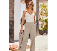 Sosandar Pantalon large en lin Sosandar naturel FR 50 Short (EU 48 S)