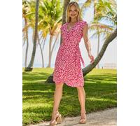sosandar Sosandar Animal Print Flutter Sleeve Wrap Dress Rose FR 44 (EU 42)
