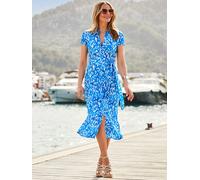 Sosandar Sosandar Animal Print Midi Shirt Dress With Belt bleu FR 48 (EU 46)