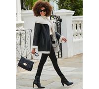 Sosandar Sosandar Black Faux Leather Shearling Coat