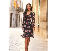 Sosandar Sosandar Black Floral Print Wrap Front Dress Black 6