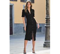 Sosandar Sosandar Black Ruched Waist Popper Front Denim Dress Black EU 44 (UK 16)